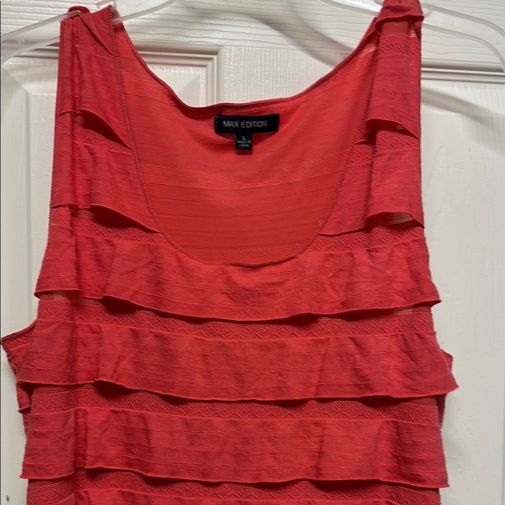 Max Edition Coral Ruffled Sleeveless Maxi Dress